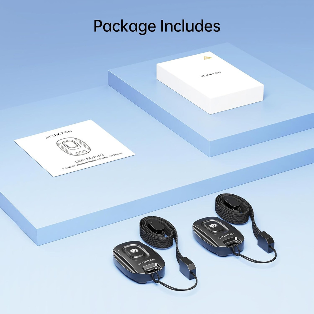 Camera Remote Shutter (2 Pack) for Apple device & Android, Bluetooth 5.2 Selfie