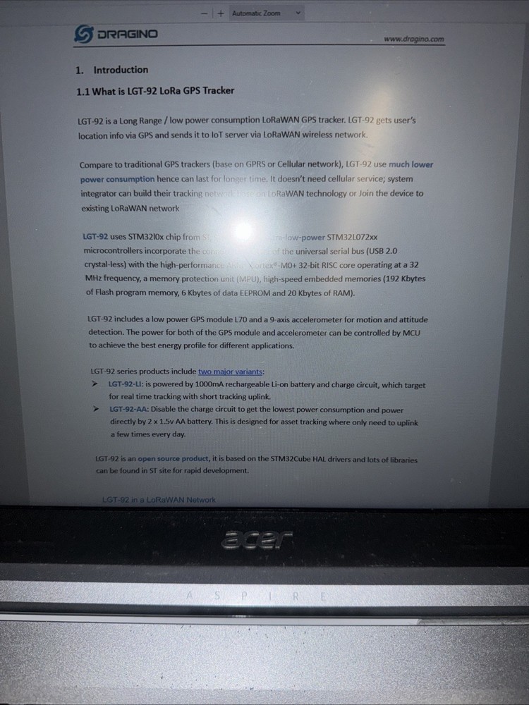 Dragon Lgt-92 LoRaWan GPS Tracker. Long/ Range Low Pwr Open Source Programable