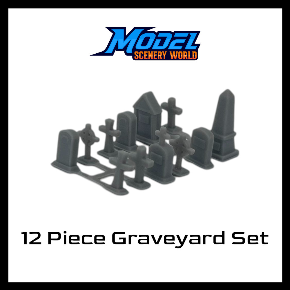 Graveyard Set (12pcs) Resin - N Scale - Gray