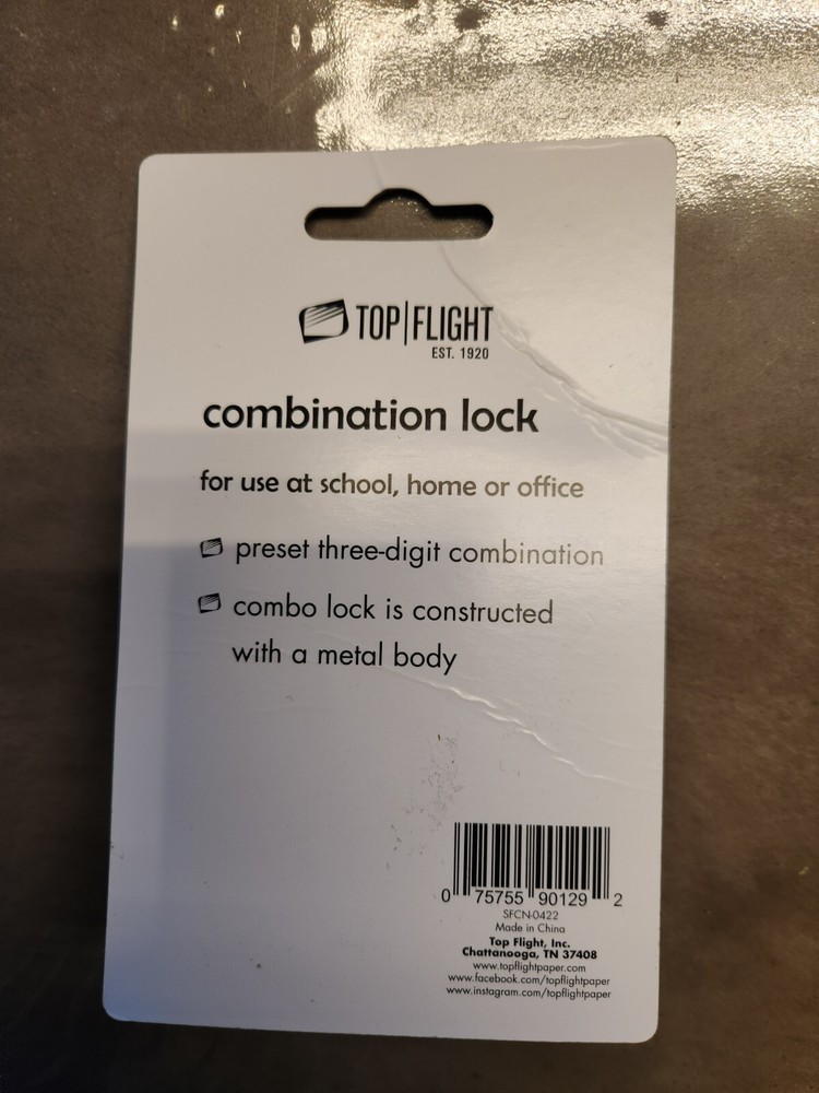 *NEW/OPEN BOX* TOP FLIGHT Heavy Duty Combination Combo Pad⚙Lock w/ 3-Digit Code