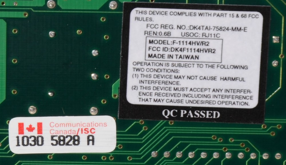 Intel Internal Fax Modem ~ 14,400 bps