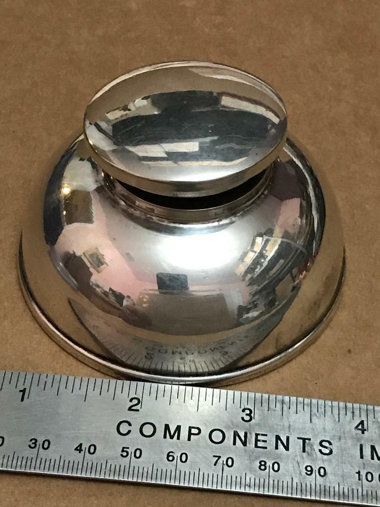 800 SILVER DESK Inkwell  Monogrammed