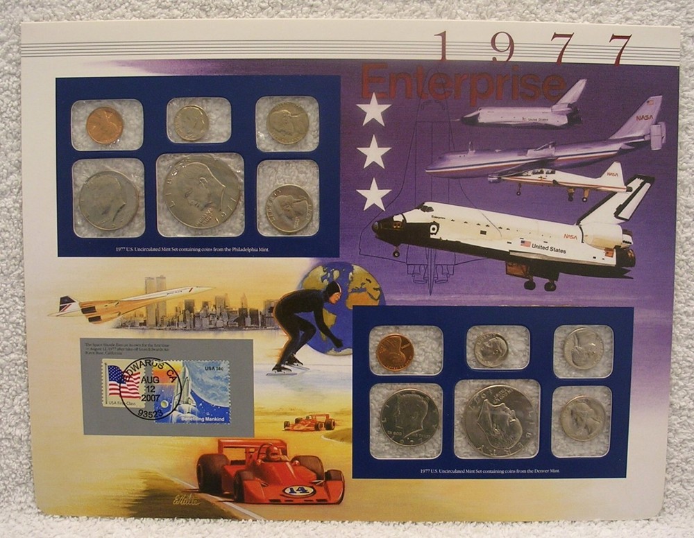 1977 Uncirculated Mint Sets - Postal Commemorative Society Coin & Stamp Panel