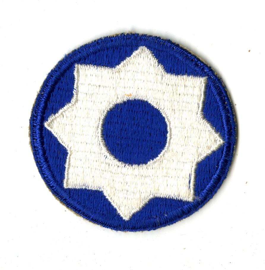 8th Service Command White Back Patch WWII Vintage Southern States