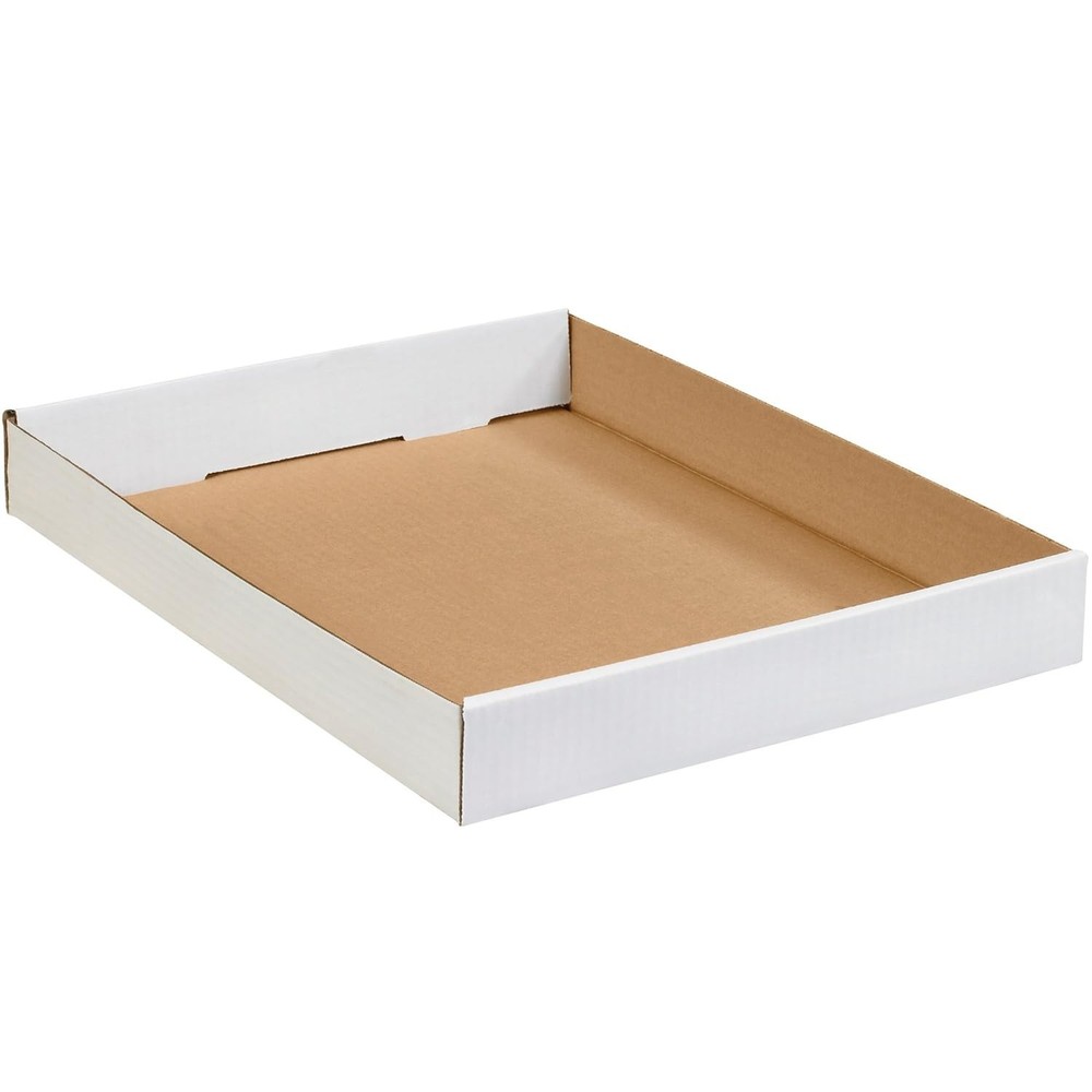 White Corrugated Trays for Plants, Cans, Bottles - 50 Pack