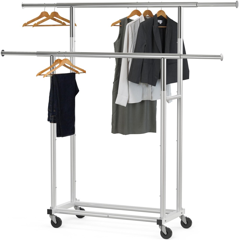 Standard Double Rod Garment Rack, Silver