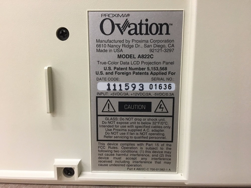 Proxima Ovation LCD Projection Panel A822C with Case & Accessories