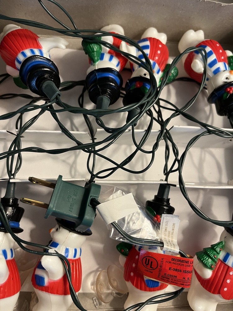 Vintage Snowman Lights 10 String Winter Holiday