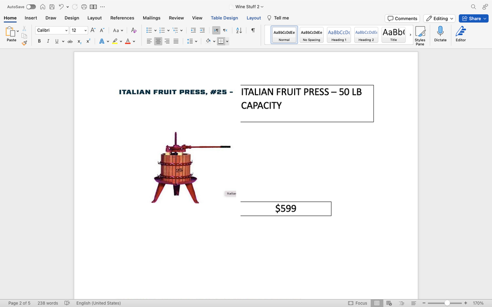 Used Winery Equipment