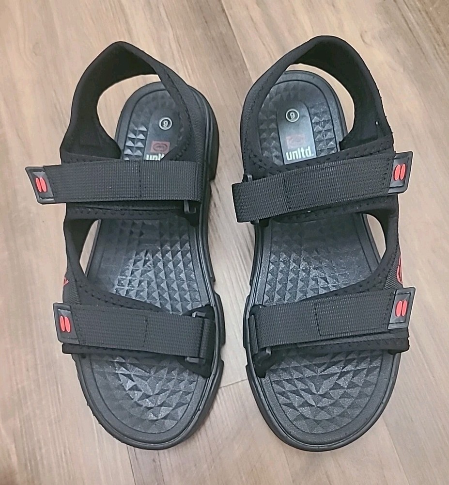 Men's Unltd Black Hook And Loop Summer Sandals Size 9