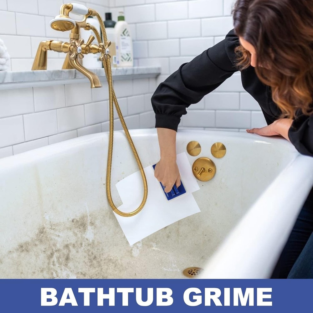 Heavy Duty Bath Scrubber with Replaceable Non-Scratch Pads - Clean & Protect