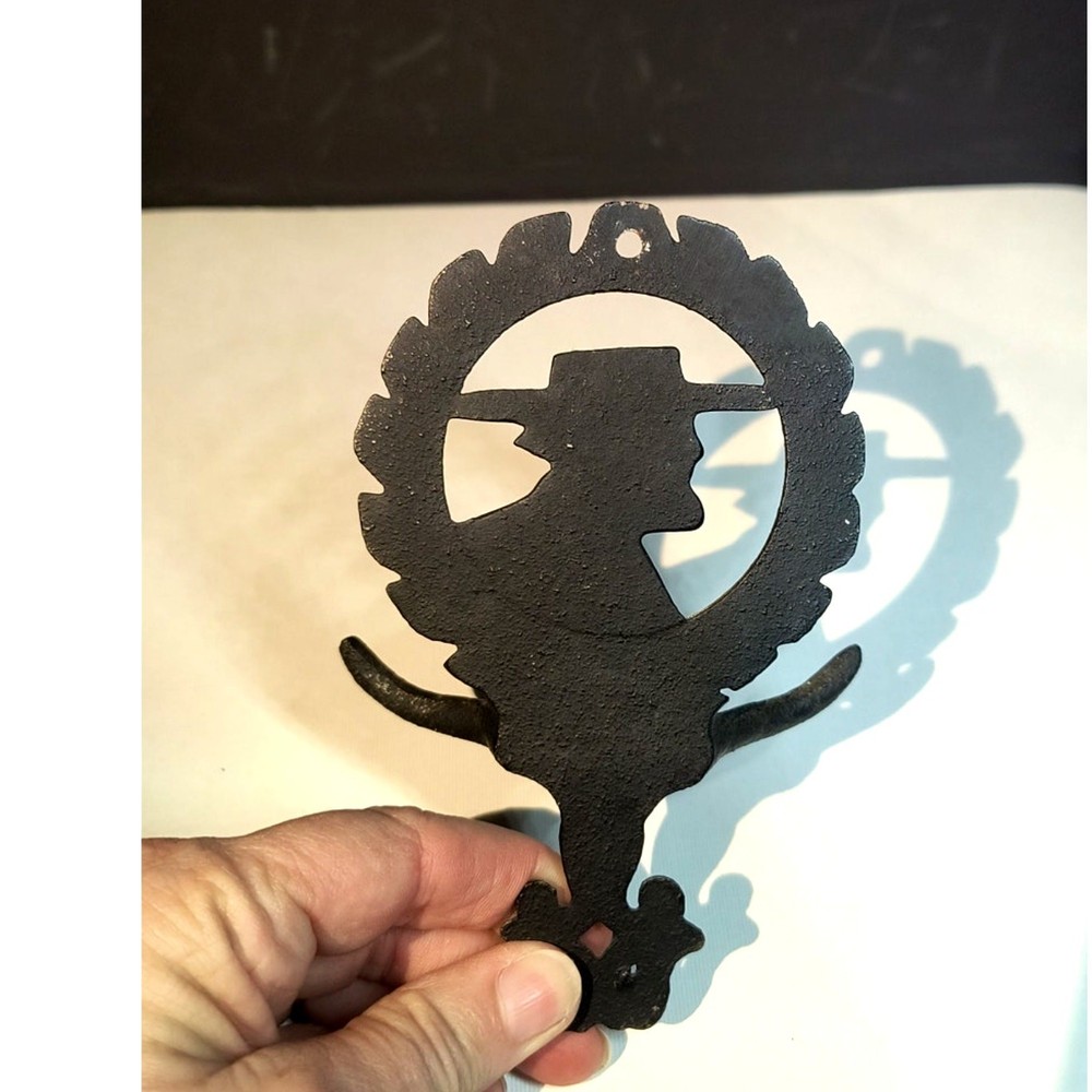1122. Vintage Cast Iron Wall Hanging with Hooks