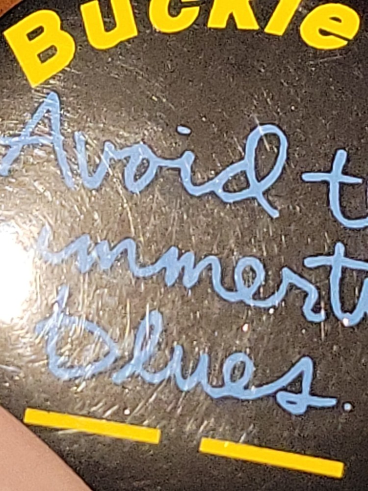 VTG Buckle Up, Avoid the Summertime Blues - 2" Pin Back Button