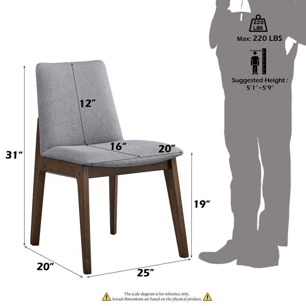 Kaela Light Gray Fabric & Walnut Finish Side Chair