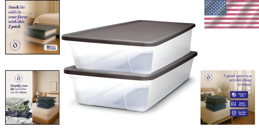 2-Pack 28 Qt Stackable Storage Bins with Lids – Clear Plastic Organizer for H...