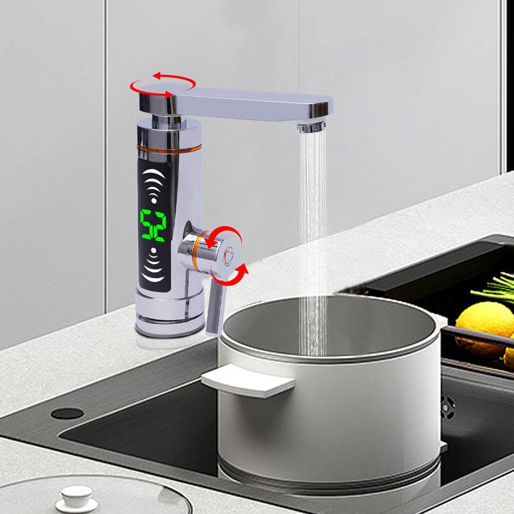 Electric 110V Instant Hot Water Heater Shower Kitchen Tap Faucet Digital Display