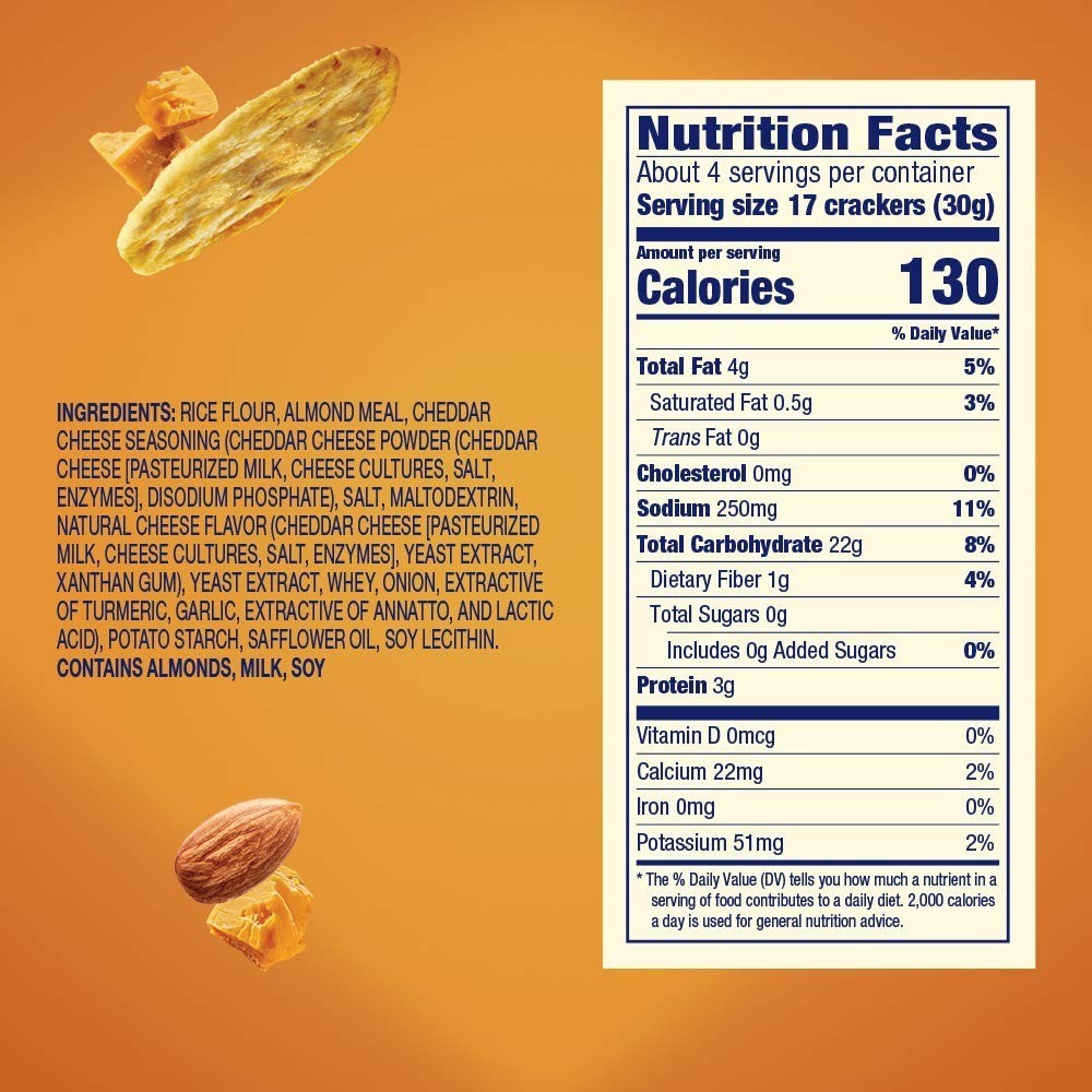 6-Pack Blue Diamond Almonds Nut Thins Cheddar Cheese Cracker Crisps, 4.25 Oz