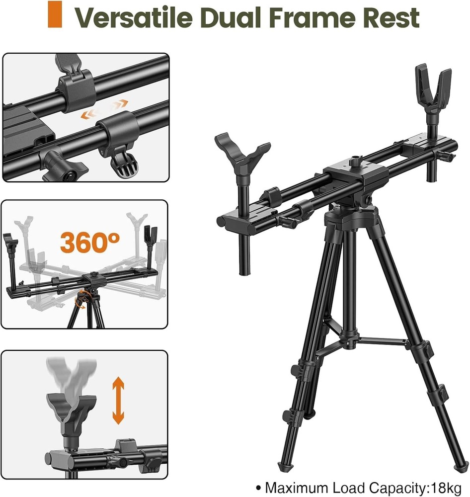 Hunting Rests, Shooting Tripod w/ Flexible Orientation, Adjustable Height