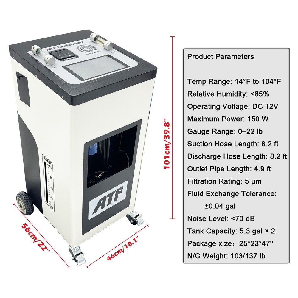 Transmission Fluid Exchange Machine with Printer (DC12V, 150W, 20L×2 Tanks)