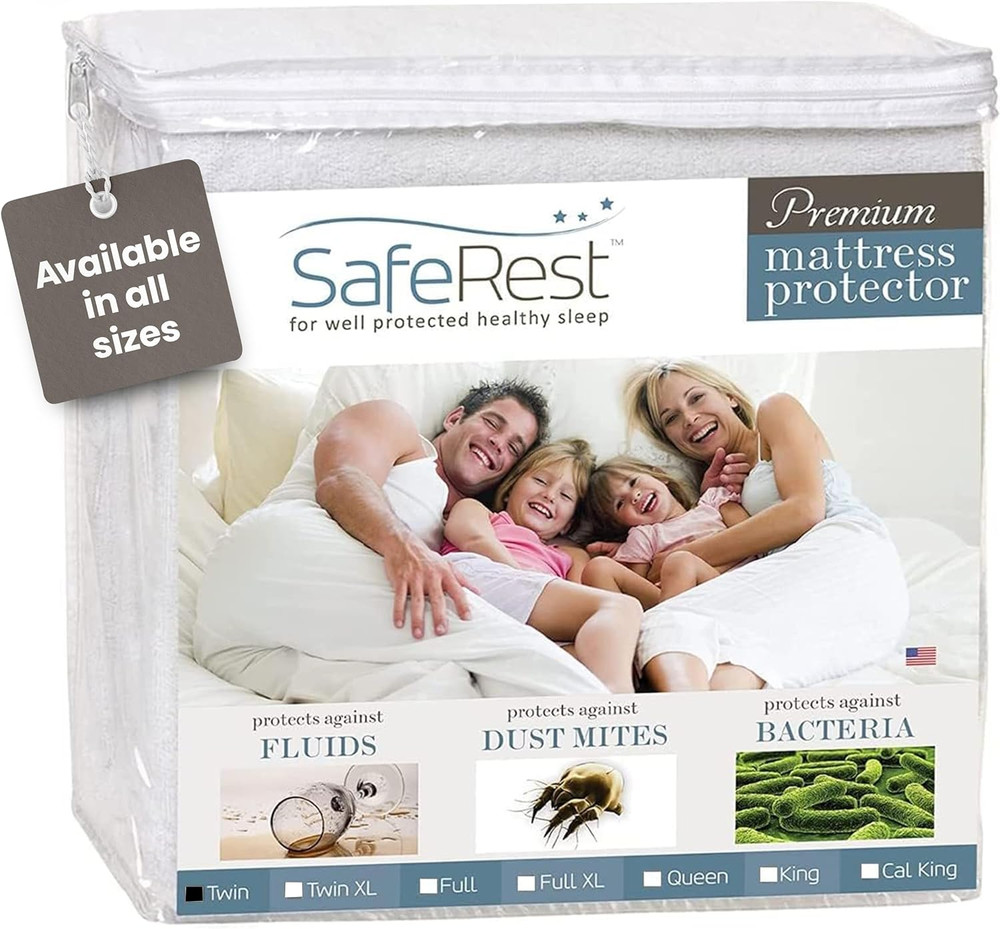Waterproof Twin Size Mattress Protector - Fitted with Stretchable Pockets - Mach