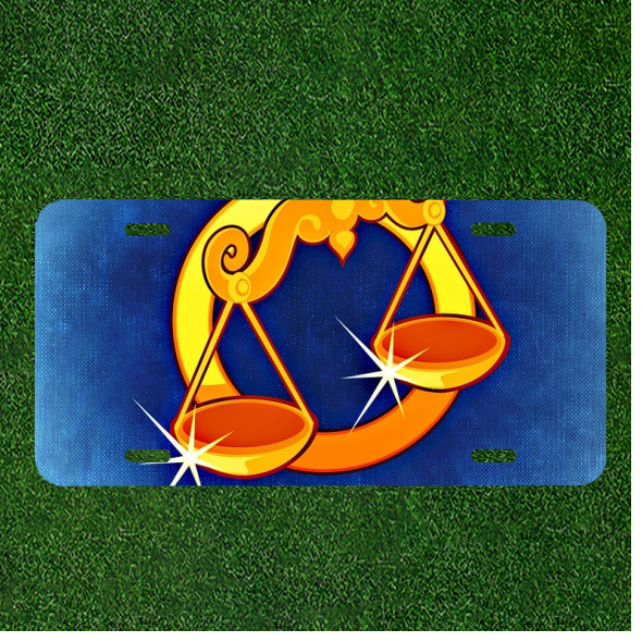 Custom Personalized License Plate Auto Tag With Libra Zodiac Sign