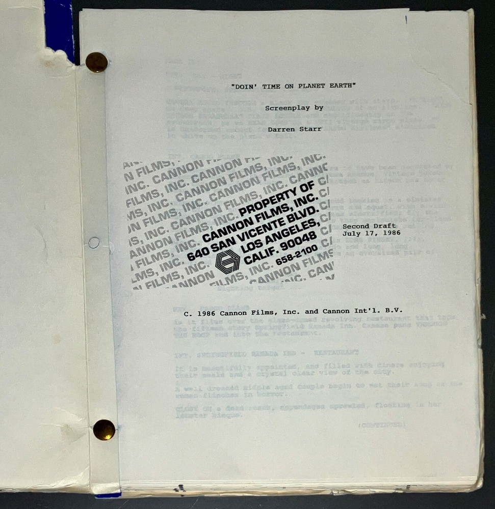 Original 1986 Doin’ Time on Planet Earth Movie Script Darren Starr Second Draft