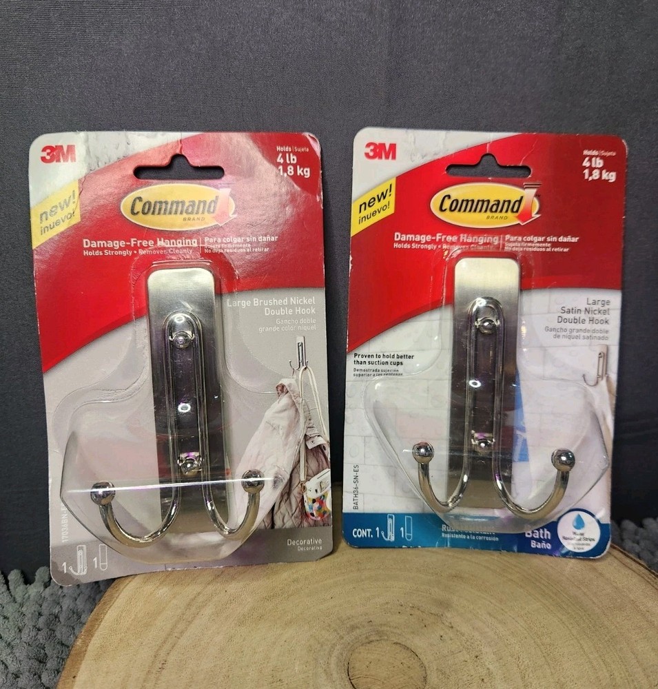 2 Pack~3M Command Large Plastic Hook 4.03 in. L DAMAGED PACKAGING~NEW