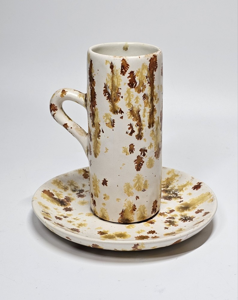 Decorative Ceramic Splatterware Cup And Saucer Home Decor Multicolor