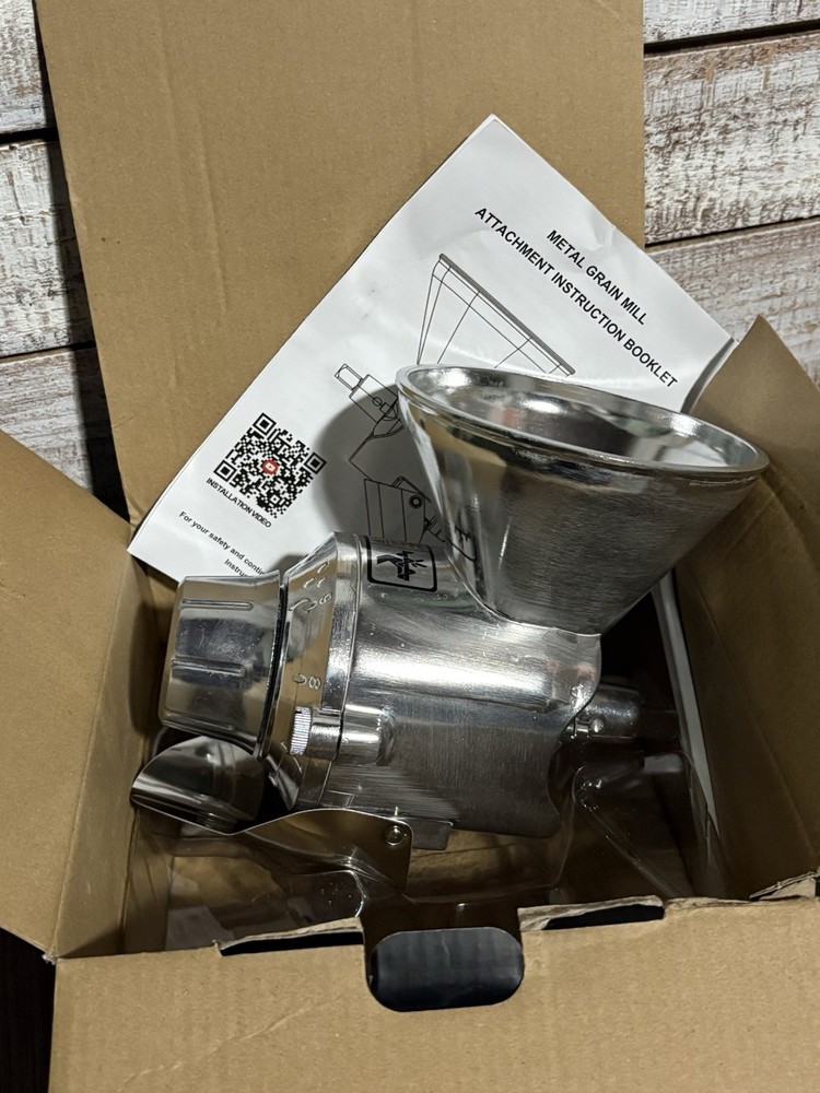 Grain Mill Attachment Metal Silver Accessory Kitchen Aid Mixer Compatible