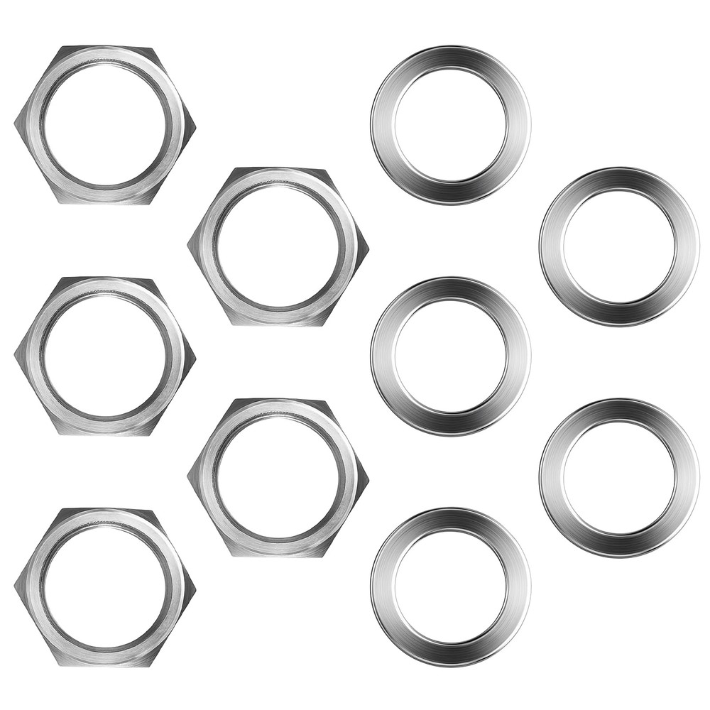 5 Sets Jack Socket Nut with Washer, 3/8" Silver Guitar Input Output silver
