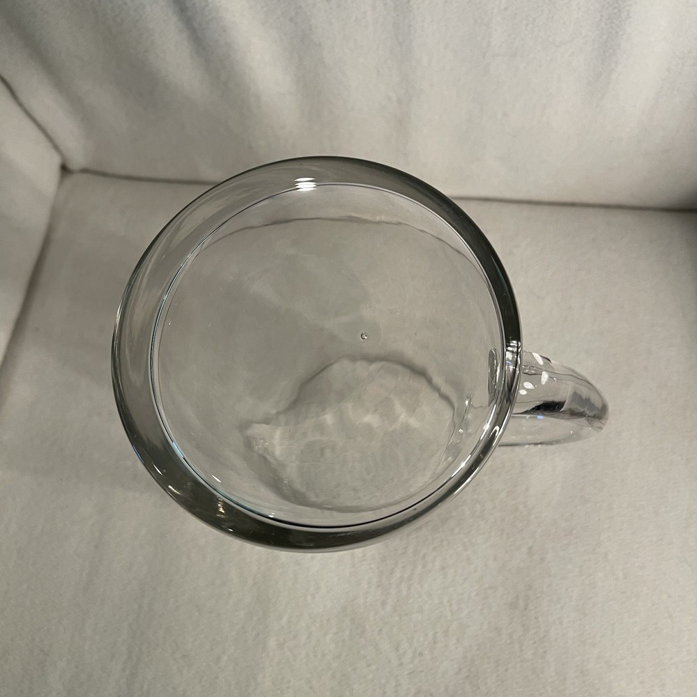 Vtg Clear Glass Pitcher W/ Handle Multi Purpose Heavy Thick Base 9.5” Tall