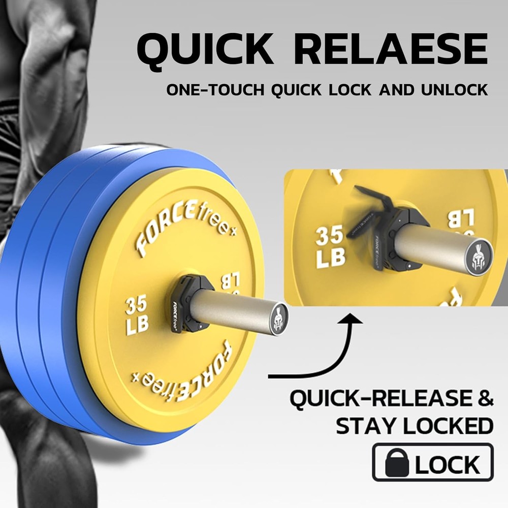 Quick Release Olympic Barbell Collars 2" (Pair) - Non-Slip Weightlifting Barbell