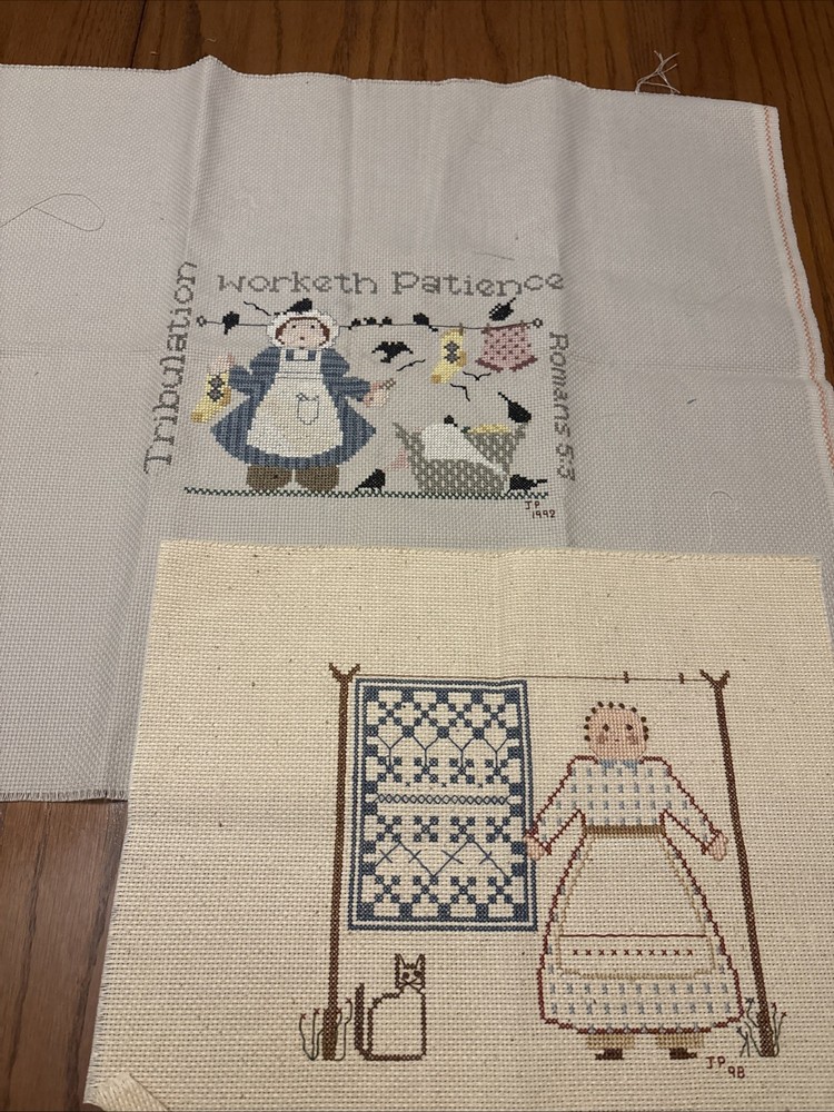 2 Unframed Counted Cross Stich Pieces