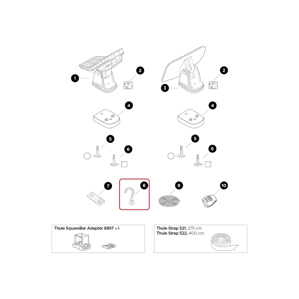 Thule Hook Flat Haken für DockGlide DockGrip 52844