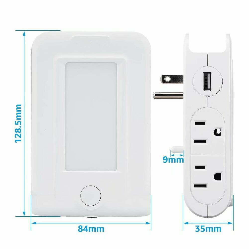 Wall Mount Charger, 2 USB & 4 AC Charging Outlets with LED Night Light