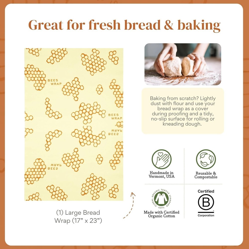 Beeswax Wraps for Bread - Beeswax Bread Wrap for Sourdough & Bread Storage - ...
