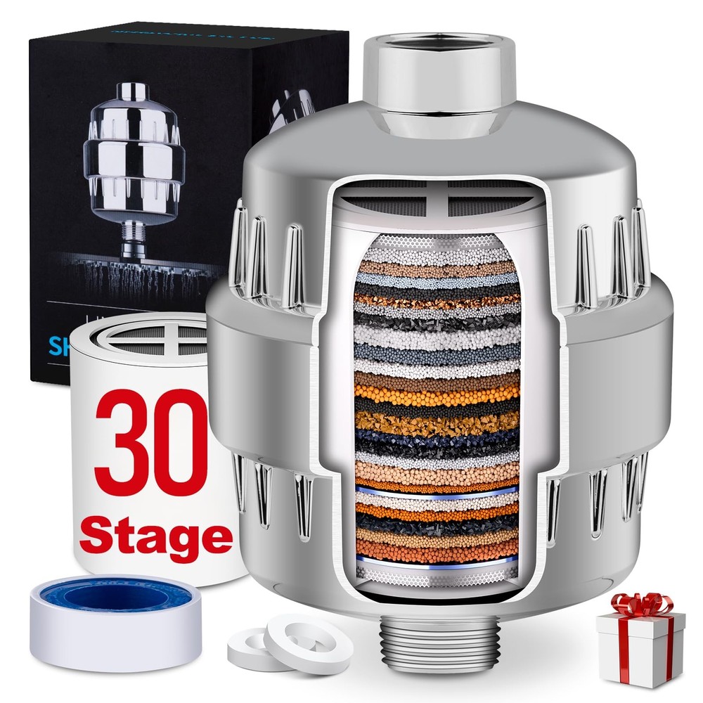 AISMIHO 30 Stage Shower Filter, Filter for Hard Water - High Silver