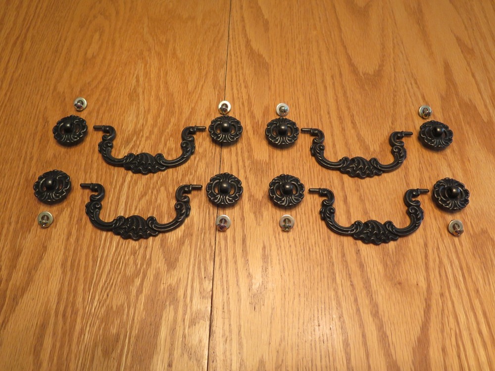 Brass/Dark Tone Drawer Pulls Drop Pulls - Set of 4