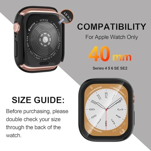 AUDOZ [2 Pack] Case for Apple Watch Screen 40mm Matte Black+Matte Black