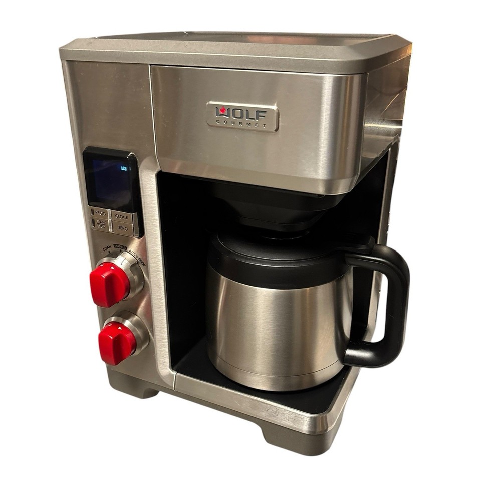 Wolf Gourmet Programmable Coffee Maker WGCM100S Auto Drip System Red Knobs READ