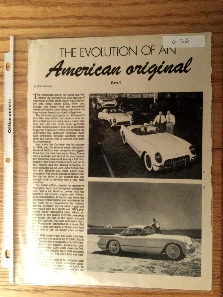 MISC656 Article Corvette History Evolution of an American original 2 page