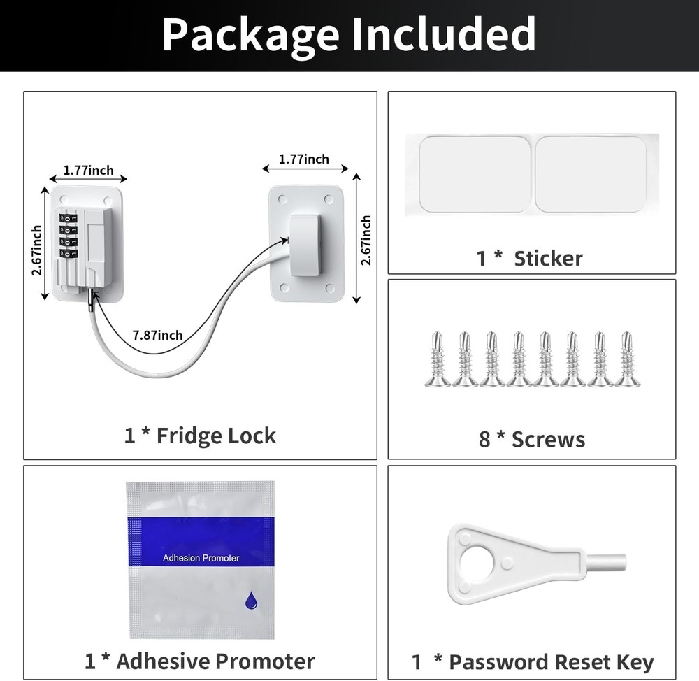 Refrigerator Lock - Upgraded Combination for Upright Freezer, White
