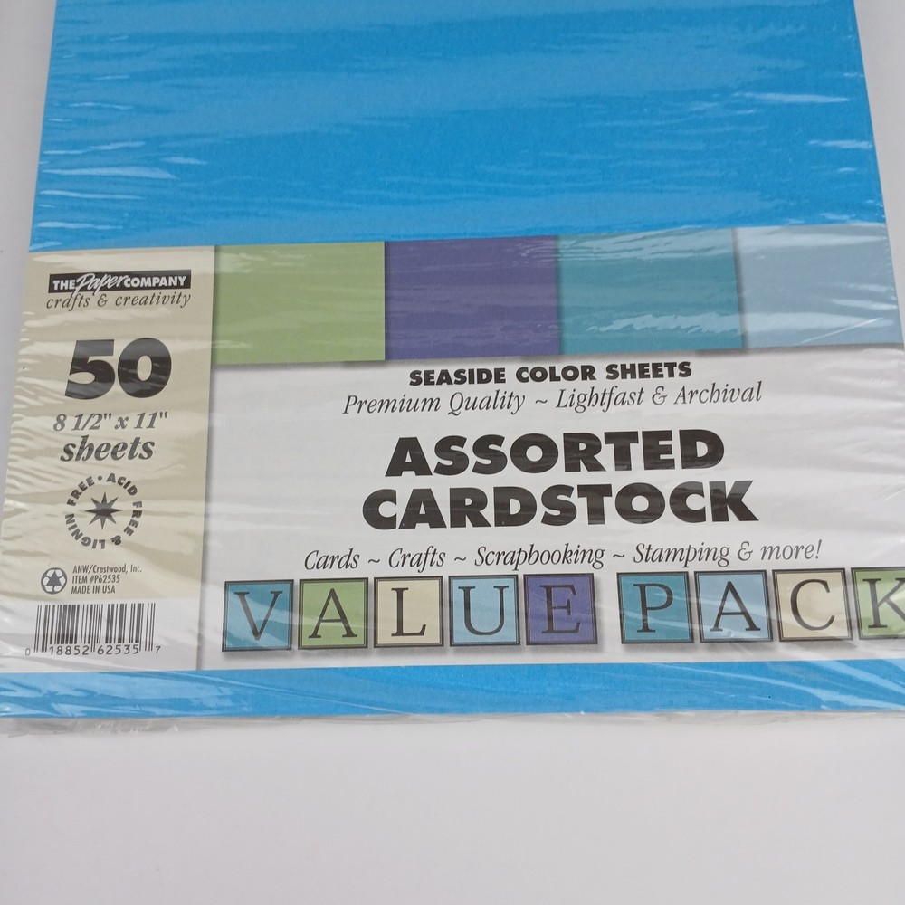 8 1/2 x 11 Cardstock Assorted Seaside Bright Blues Partial Packages