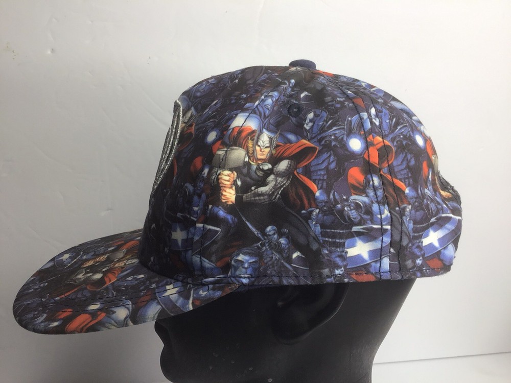 Marvel Avengers Snap Back Hat Size L/XL Adjustable Multi Colored Preowned