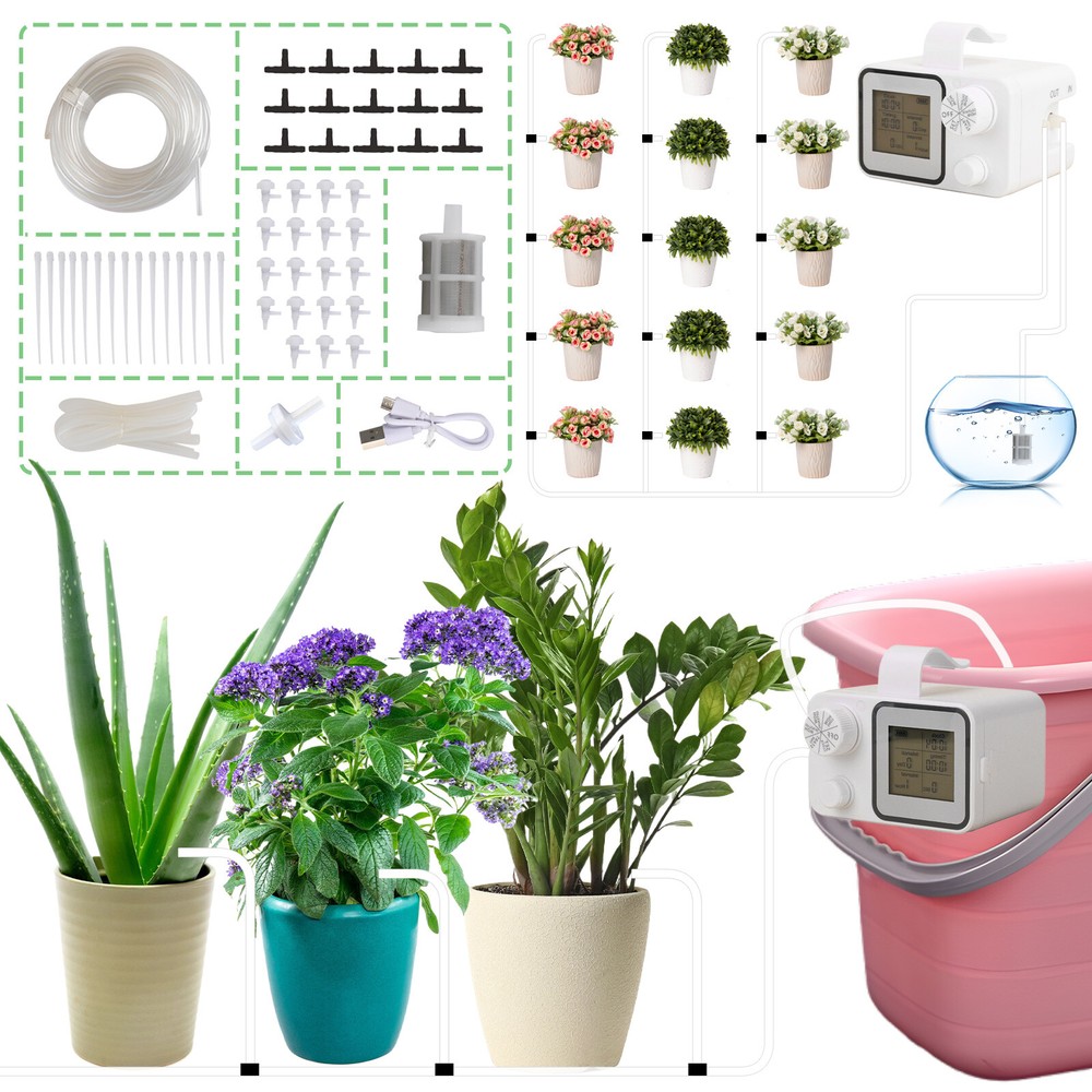 Automatic Watering System Rechargeable Drip Irrigation Kit Indoor Plant Device