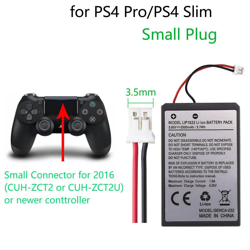 2X Replacement Battery 2000mAH for Sony PS4 DaulShock 4 Pro CUH-ZCT2 controller