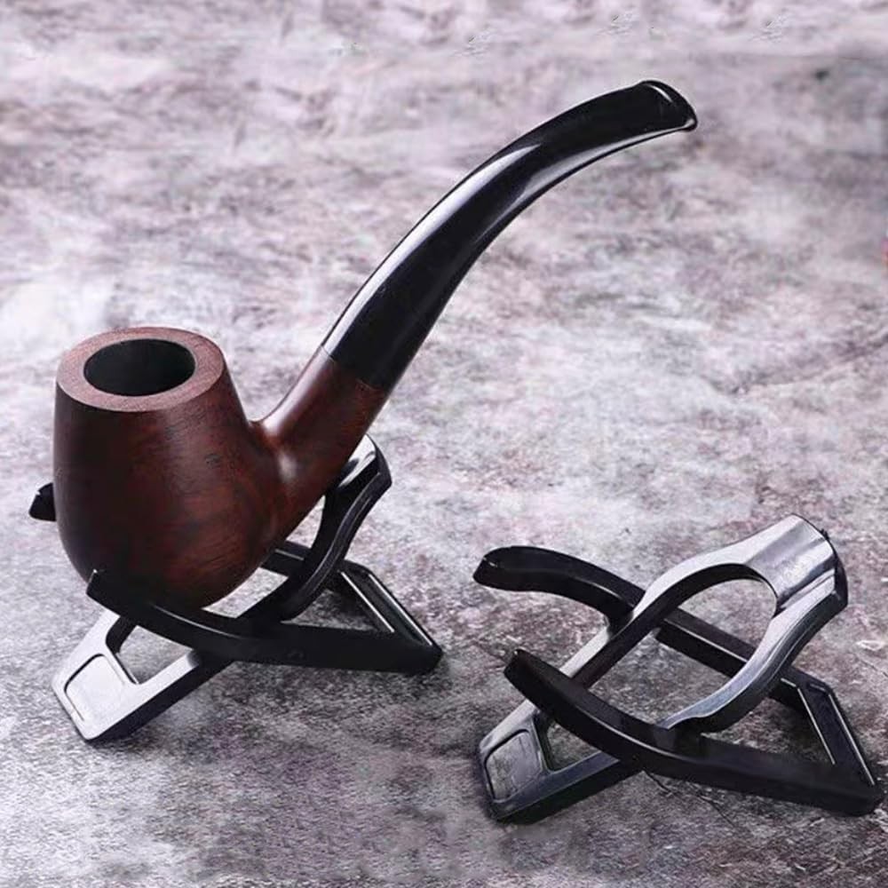Foldable Pipe Stand 4 Pack – Black Plastic Tobacco Pipe Holder Rack, Lightweig