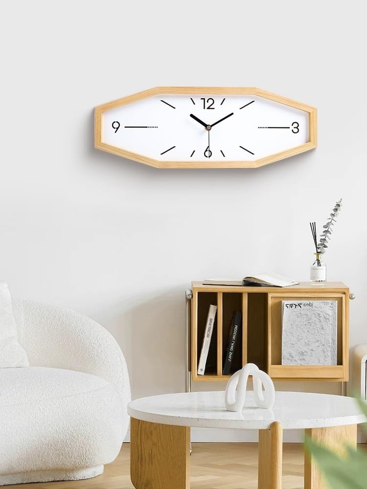 Wooden Retro Wall Clocks, 18 Inches Square Clocks Rectangular Wall Clock Batt...