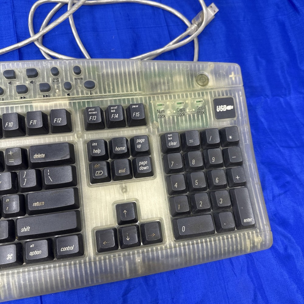 Macally iMediaKey Keyboard Multimedia Macintosh USB Clear Tested Working