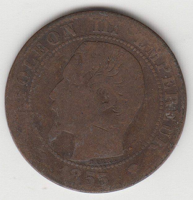 France 5 Centimes 1855 M as shown